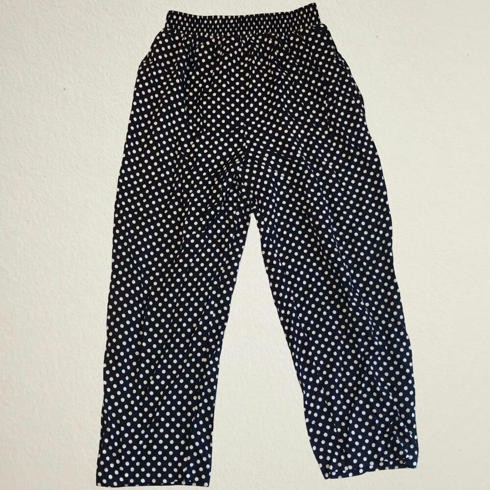 Vintage 90s black and white polka dot rayon pants Cabrais Collection preppy twee